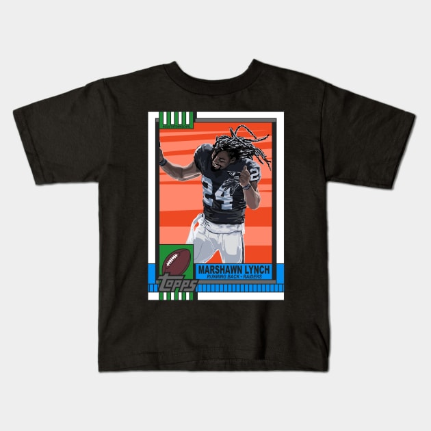 90's Marshawn Lynch Football Card Kids T-Shirt by Carl Cordes